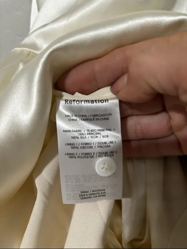 Reformation Babette Silk Mini Dress Bubble Skirt Size 10 - Image 7