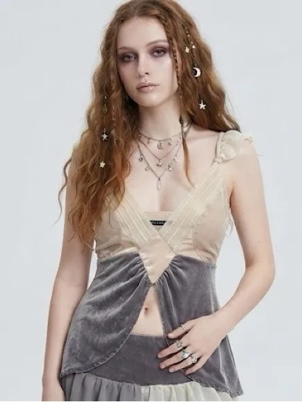 Y2K Fairycore Festival Romantic Ombre Velvet Whimsigoth Baby Doll Top sz XXS - Image 3