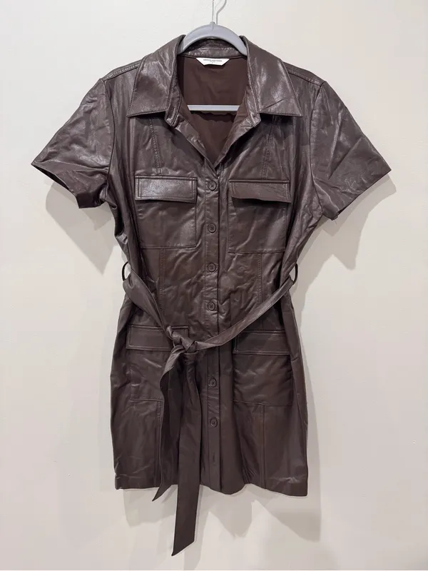Amanda Uprichard Sz M Short Sleeve Greyson Mini Dress in Cocoa - Image 2