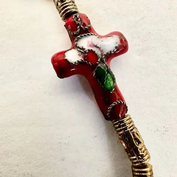 Cloisonné Red Cross bracelet Red - Image 9