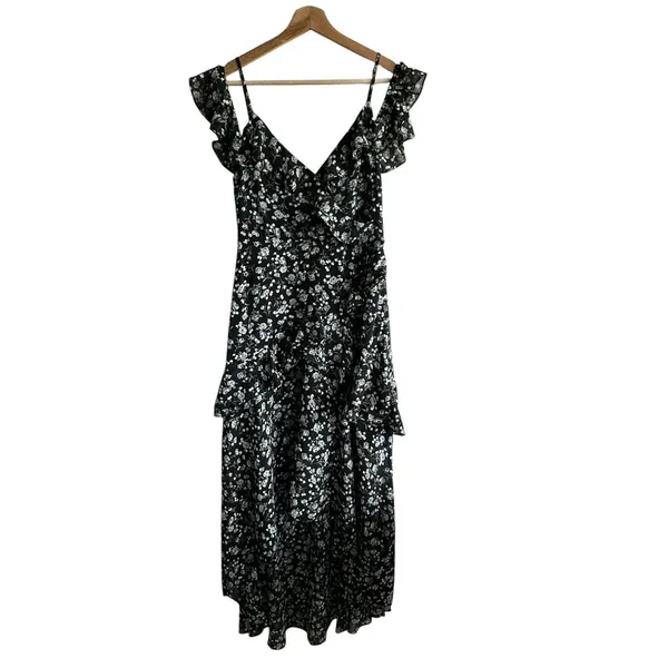 ASTR The Label Midi Dress Sz S Floral High Low Tiered Ruffle - Image 2