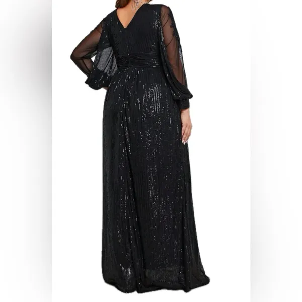 NWOT Sequined Formal Gown Black Size 16 - Image 5