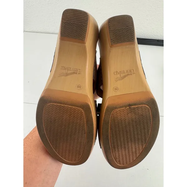 Dansko Women Brown Leather Wedge Sandals Buckle Ankle Strap Comfort Size 36‎ 5.5 - Image 3