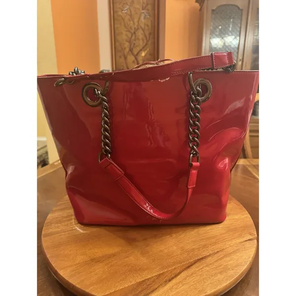 DKNY By Donna Karan Large Red Patent Tote Bag - Image 5