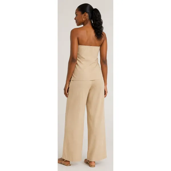 Scoop Womens Top Size XS Brown Linen Blend Removable Straps Relaxed Strapless - Image 5