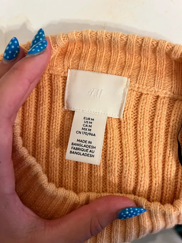 H&M Orange Cropped Sweater Long Sleeve - Image 2