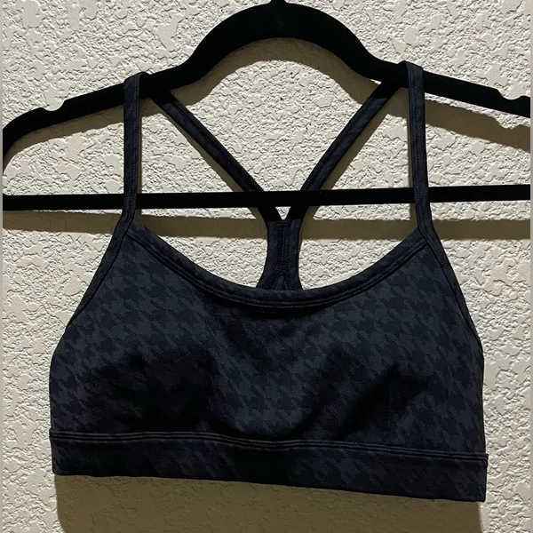 Alo Yoga Houndstooth Gratitude Padded Sports Bra Black Grey Size M - Image 3