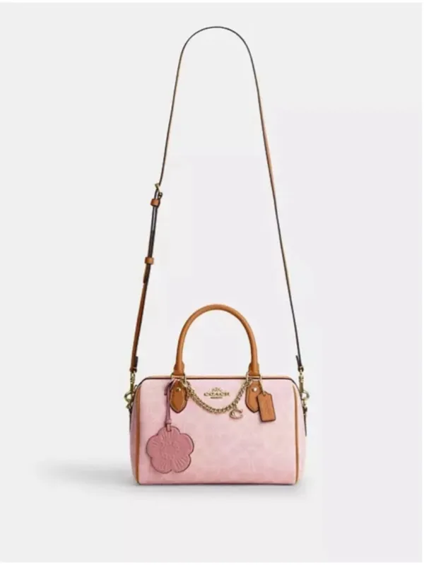 NEW Coach Medium Powder Pink Signature Rowan Satchel CEA18 NWT - Image 10