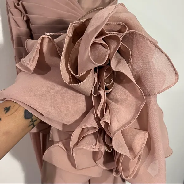Jenny Yoo Convertible Bridesmaid Dress Mira Whipped Apricot Luxe‎ Chiffon Size 8 - Image 12