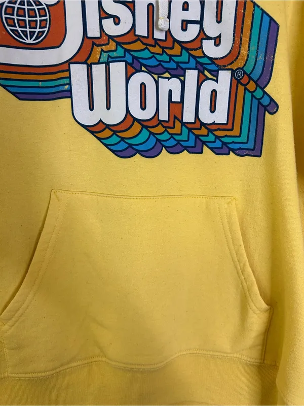 Walt Disney World Hoodie Butter Yellow Disney Parks Retro Graphic Size Small - Image 4