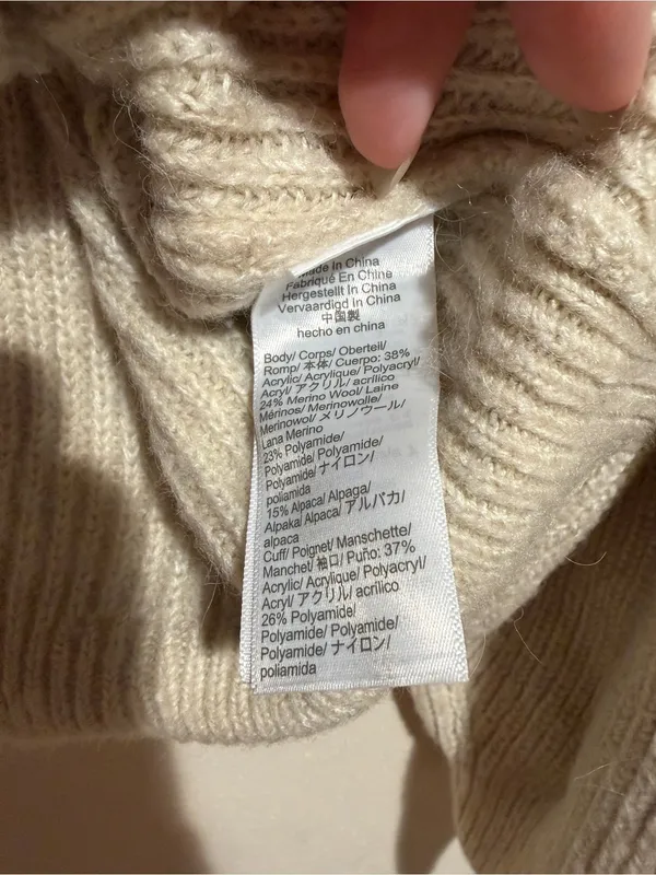 J. Crew Cream Cropped Puff Sleeve Turtleneck Sweater Wool Alpaca Size Medium - Image 10