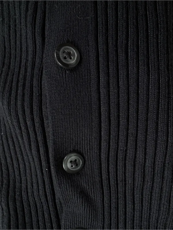 Abercrombie & Fitch Black Ribbed Button-Front Collared Cardigan - Image 4