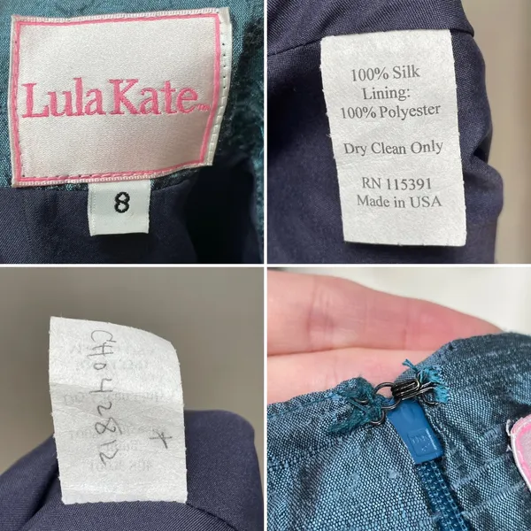 Lula‎ Kate Silk Dupioni Dress Teal Halter Neck Cocktail Size 8 Fit and Flare Zip - Image 8