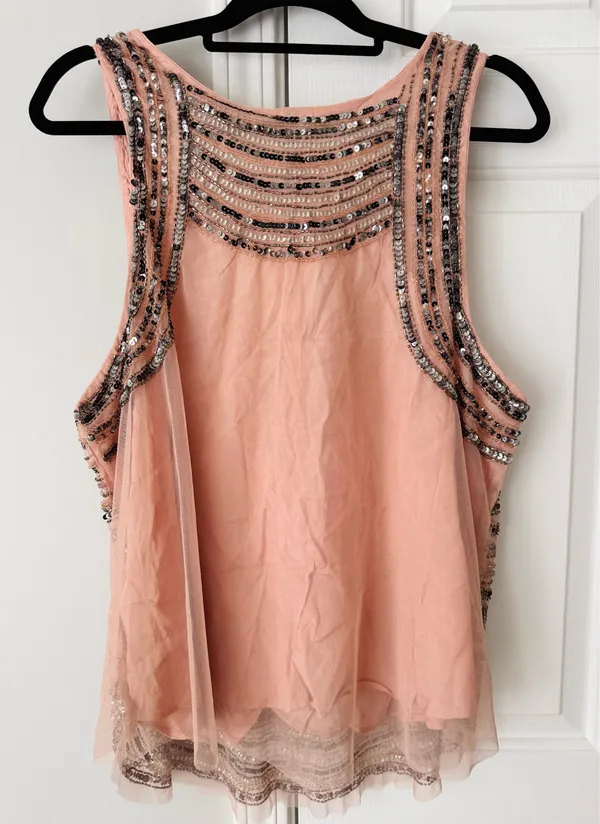 Anthropologie Sequin Embellished Stripe Tank Top, Size M - Image 10