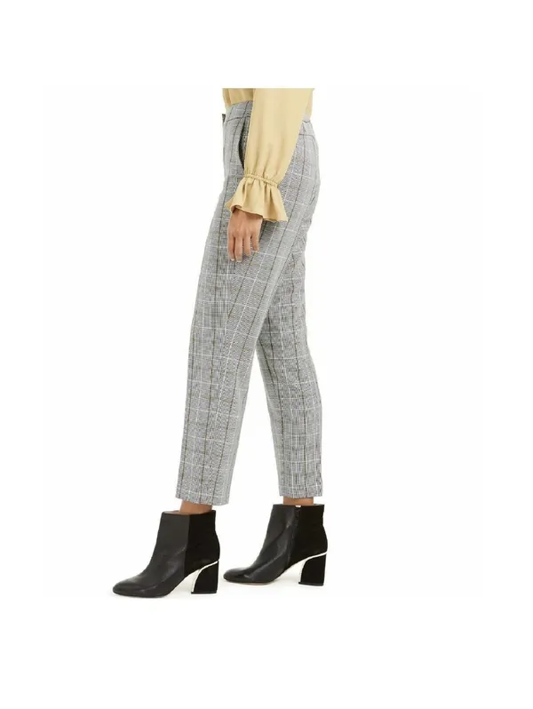 Bar III Plaid Ankle Pants Women’s Size 12 Grey Black Yellow Plaid Work Career - Image 3
