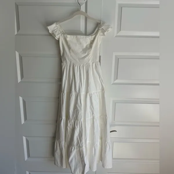 Reformation White Derek Off The Shoulder Midi Dress NWT‎ - Image 4