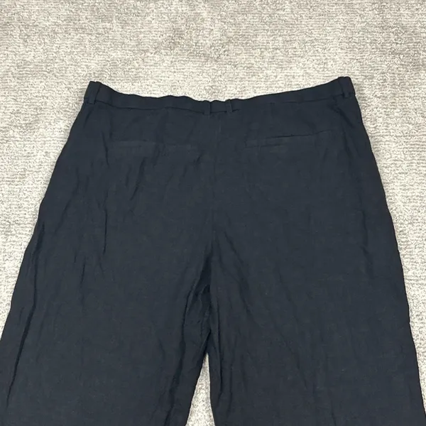 Abercrombie & Fitch Pants Womens 16 Long 33 Linen Blend Wide Leg Trousers Black - Image 6