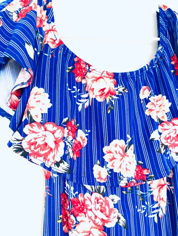 Blue Floral Maxi Dress Multiple Size M - Image 5