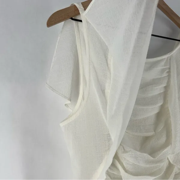 Max Studio Lightweight‎ Gauzy Layered Ruffle Sleeveless Peplum Top Feminine - Image 4