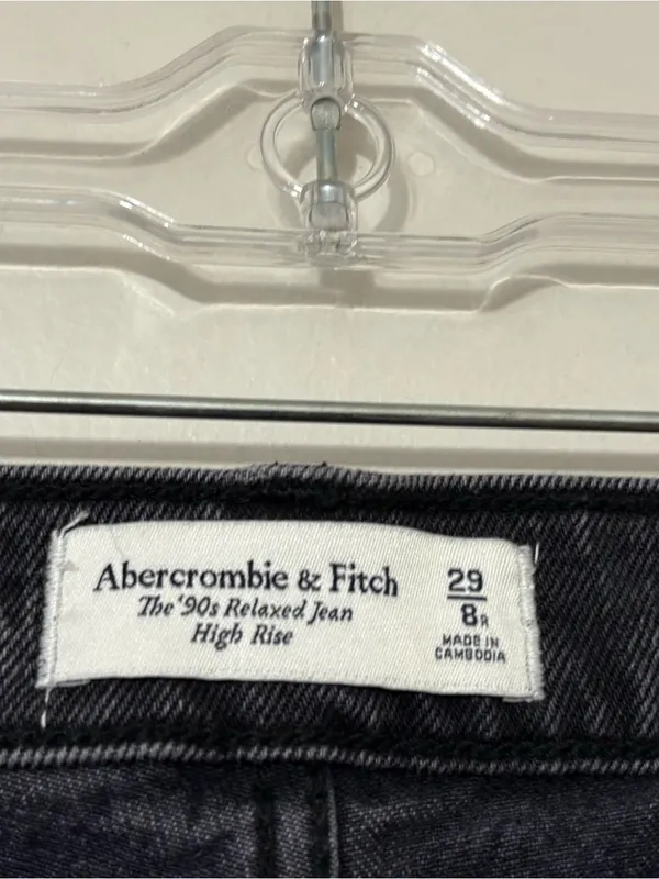 Abercrombie & Fitch 90s Relaxed Criss Cross Jeans Black Size 29 8 High Rise - Image 6