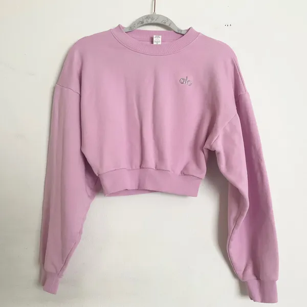 Alo Yoga Cropped Accolade Crewneck Candy Heart Pink S - Image 2