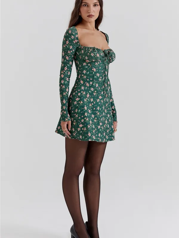 House‎ of CB Malika Green Floral Corset Mini Dress Size S - Image 3