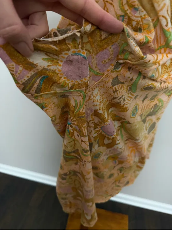 Anthropologie Pilcro Tee Shirt Tunic Floral Oversized Linen Cotton Boho Mustard - Image 9