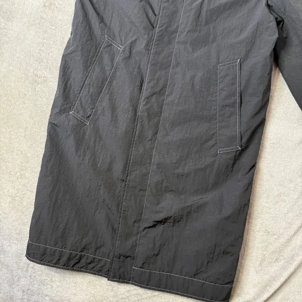 Zara Black Nylon Long Trench Coat Rain Wind Jacket Womens M Minimalist Crinkled‎ - Image 3