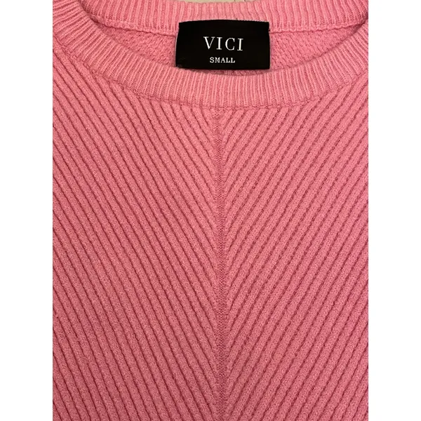 Vici Pink Bubble Over Ribbed Knit Sweater size Small - Image 5