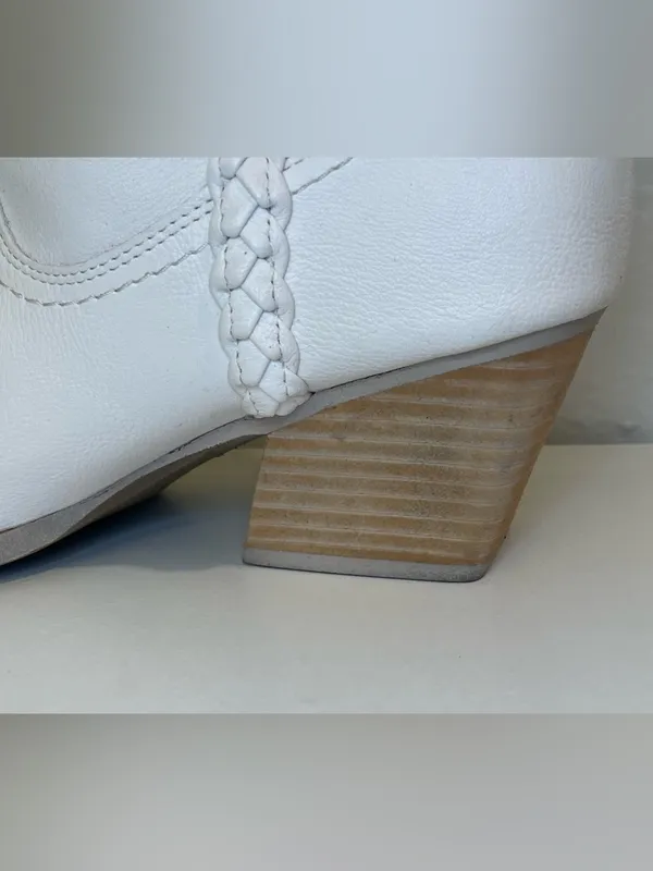 Dolce Vita Karyn Cowboy White Braided Western Leather Ankle Booties Size 10 - Image 13