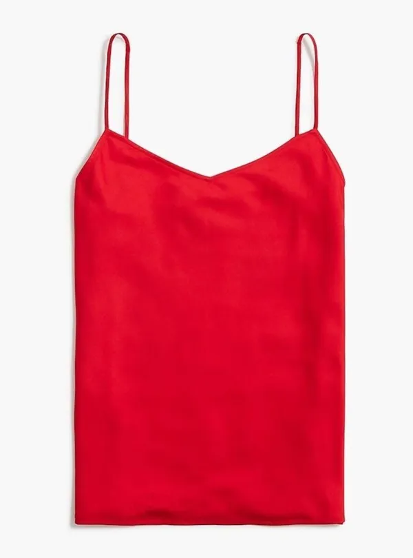 NWT J Crew Candy Apple Red satin camisole - 2 small pinch marks from hanger - Image 3