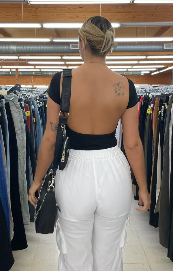 White Linen Cargo Pants - Image 3