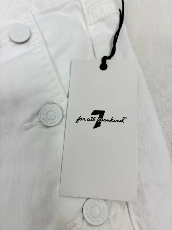 7 For All Mankind White High-Rise Button-Fly Jeans - Image 6