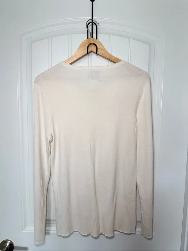 Original Ralph Lauren Polo Jeans Ribbed Henley Top Granola Girl Minimalist - Image 2