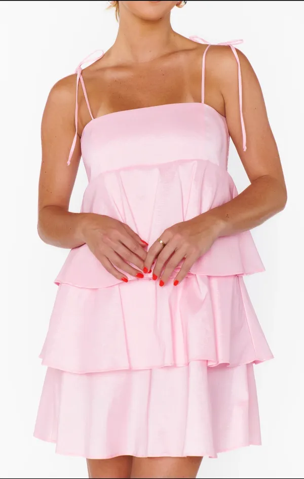Show Me Your Mumu Meet Cute Dress Light Pink Taffeta - Image 3