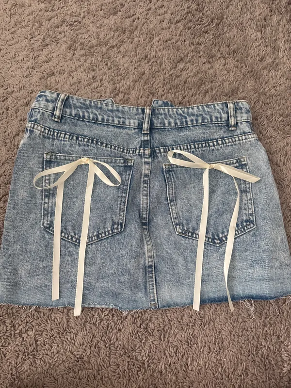 Mini Skirt with Bows Blue Size XS - Image 3
