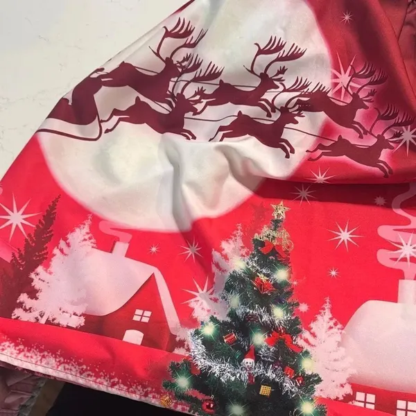 Festive Red Dress with Santa Print - Image 7