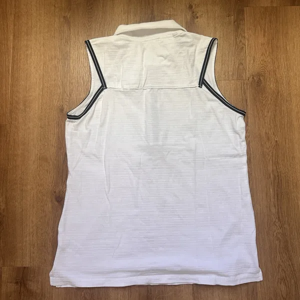 T By Talbots White And Black Active Sleeveless Polo Zip Top Size Small - Image 9