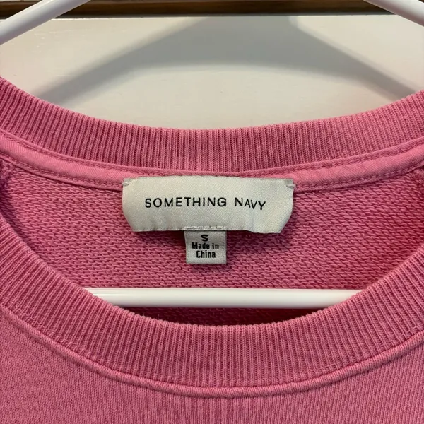 Something Navy Pink Embroidered Crewneck - Image 3