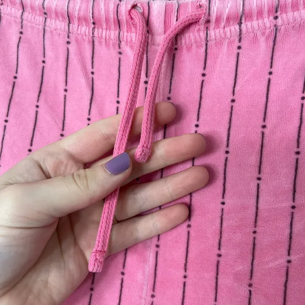 Women’s pink striped drawstring waist‎ soft fuzzy fleece pajama bottoms XL - Image 3
