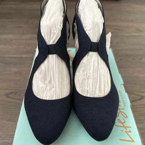 LifeStride Giovanna 2 Pump Faux Suede Cutout Heel Dress‎ Shoe Size 9.5W Navy NWB - Image 14