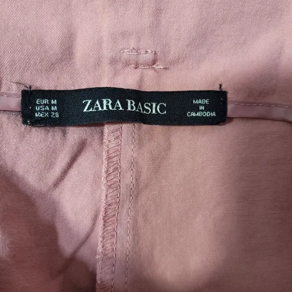 Zara Paperbag Wide Leg Pants Pink High Rise Belted Size M - Image 5