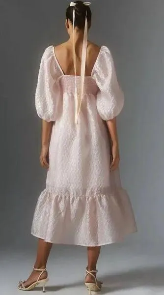 Anthropologie Dress pink puff sleeve - Image 2