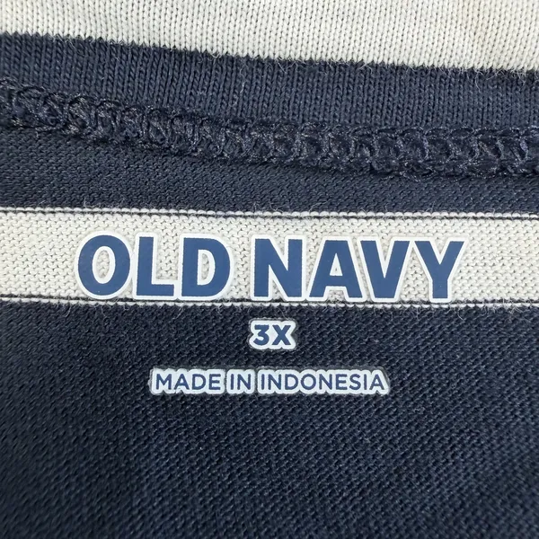 Old Navy Women's 3X Plus Size Navy Blue White Stripe 3/4 Sleeve Boat Neck Top - Image 4