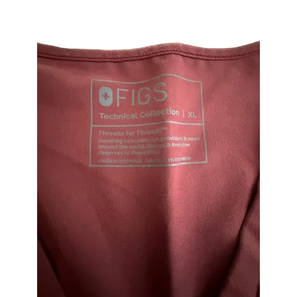 FIGS Technical Collection Casma V Neck Scrub Top Stretch XL Burgundy FW1100 Q1-5 - Image 3