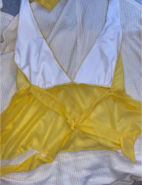 Yellow Sheer Tie Top - Image 3