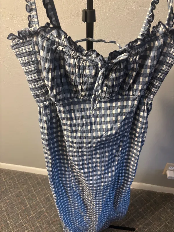 Free People cottage core picnic feminine romantic gingham checked dress size XL - Image 2