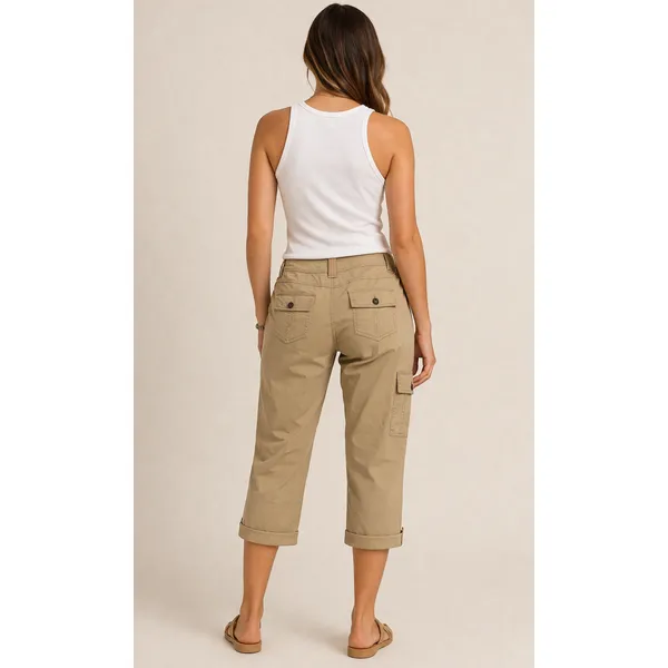 Cache Crop Cargo Pant Rhinestone Stud Adjustable Length Embellished NWT $98 Sz 8 - Image 2