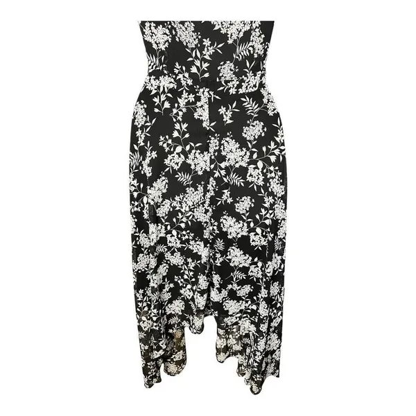 Banana Republic Elegant Ruffle Dress Black/White Floral print Size 4 Asymmetric - Image 15
