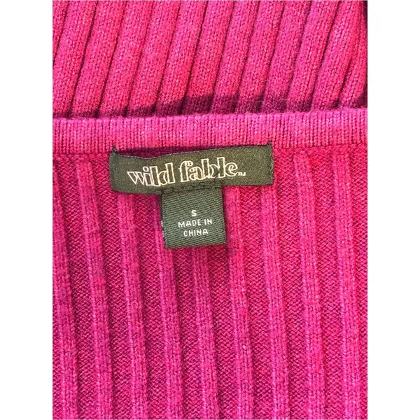 Wild Fable Pink Ribbed Sweetheart Neck Fitted Sweater Top S - Image 4